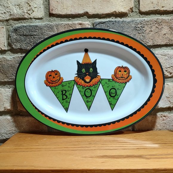 Bethany Lowe Halloween Sassy Black Cat BOO Serving Platter